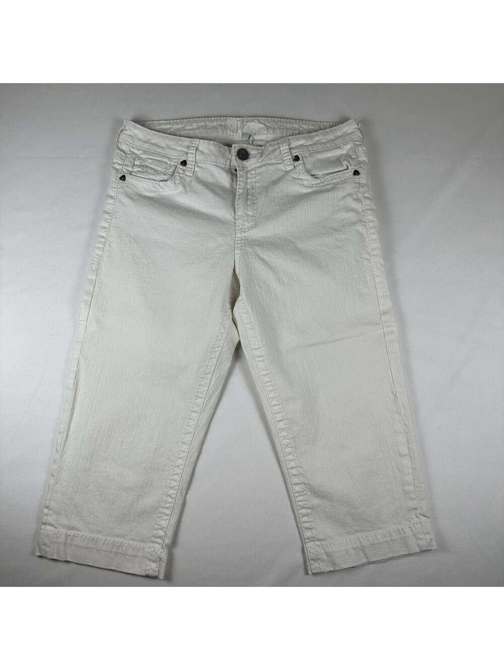 Kut from the Kloth White Capri Cropped Jeans Women 12 Embroidered Pockets Denim